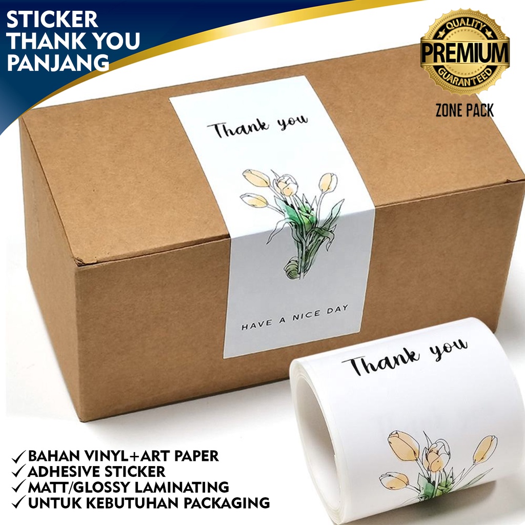 Jual 50 Pcs Stiker Thank You Panjang Sticker Segel Packing Box Online Shop Stiker Thank