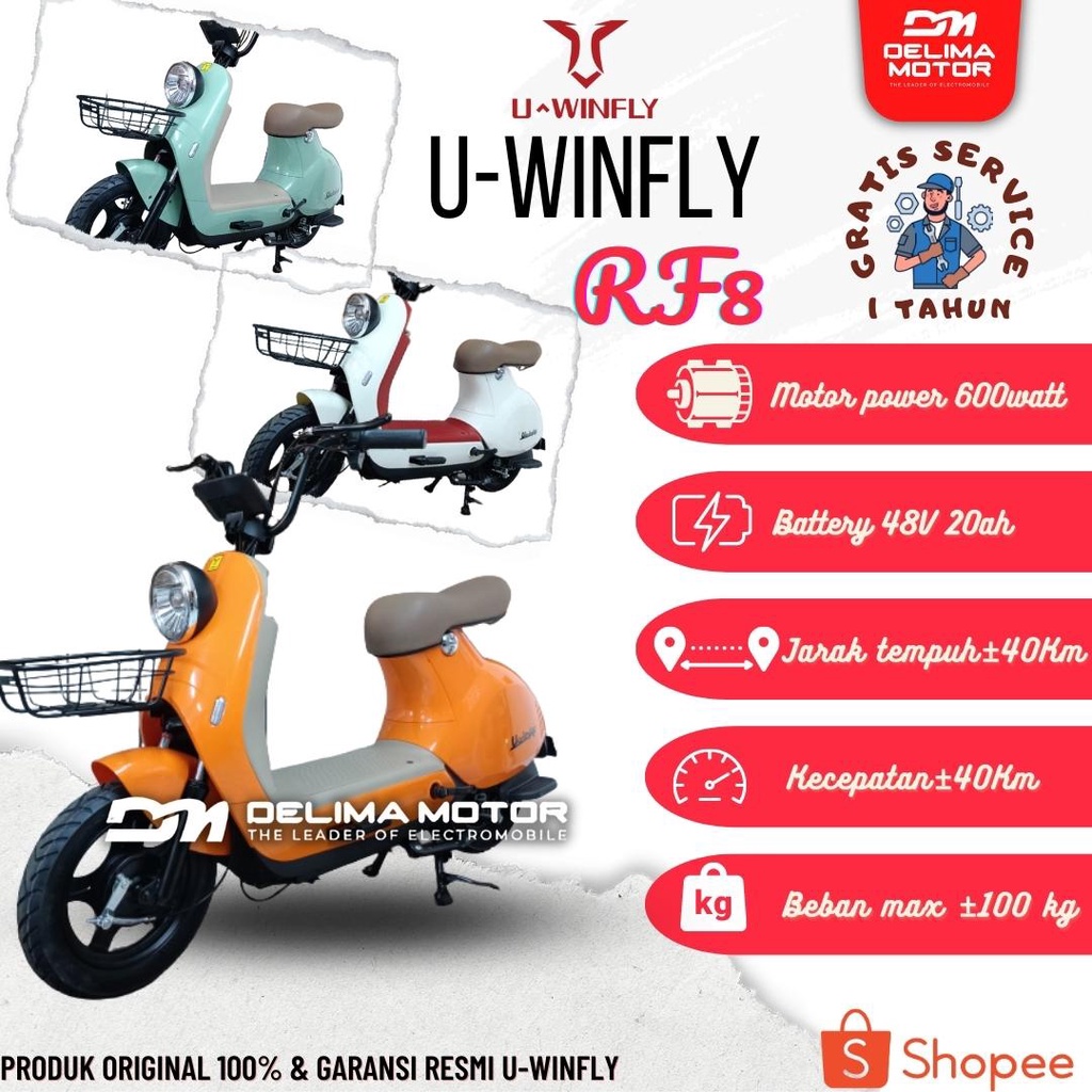 Jual UWINFLY SEPEDA LISTRIK RED FISH 8 | NEW RF8 ORI | REDFISH 8 ...