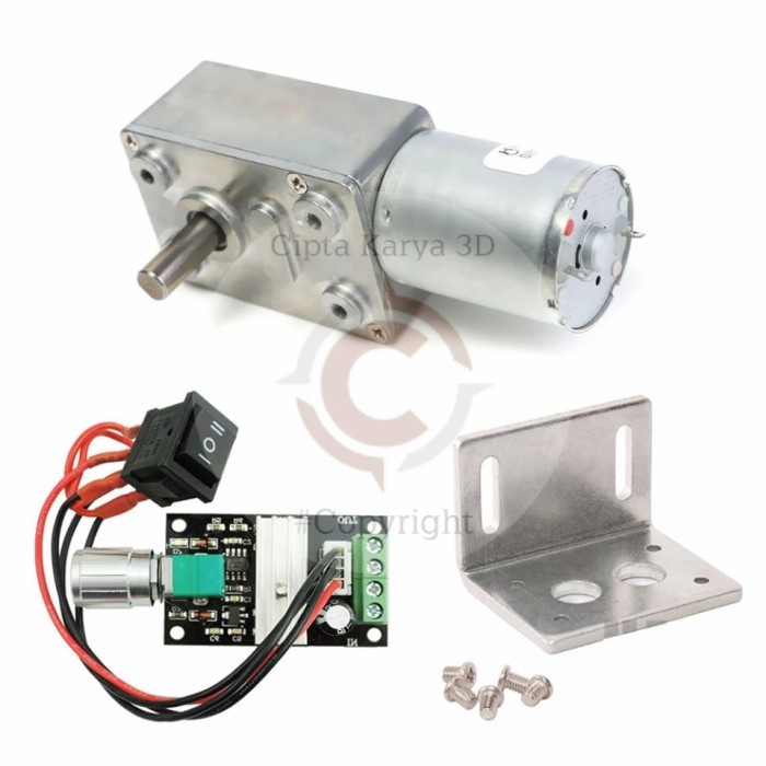 Jual REDUCTION MOTOR +BRACKET+SPEED CONTROLLER METAL GEAR WORM TURBO ...