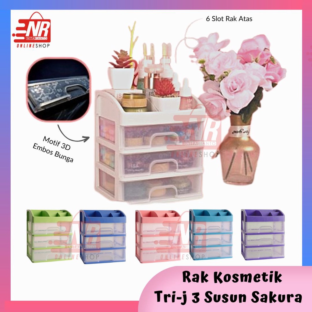 Jual Rak Kosmetik Laci 3 Susun Tri J 3D Sakura / Rak Laci / Rak ...