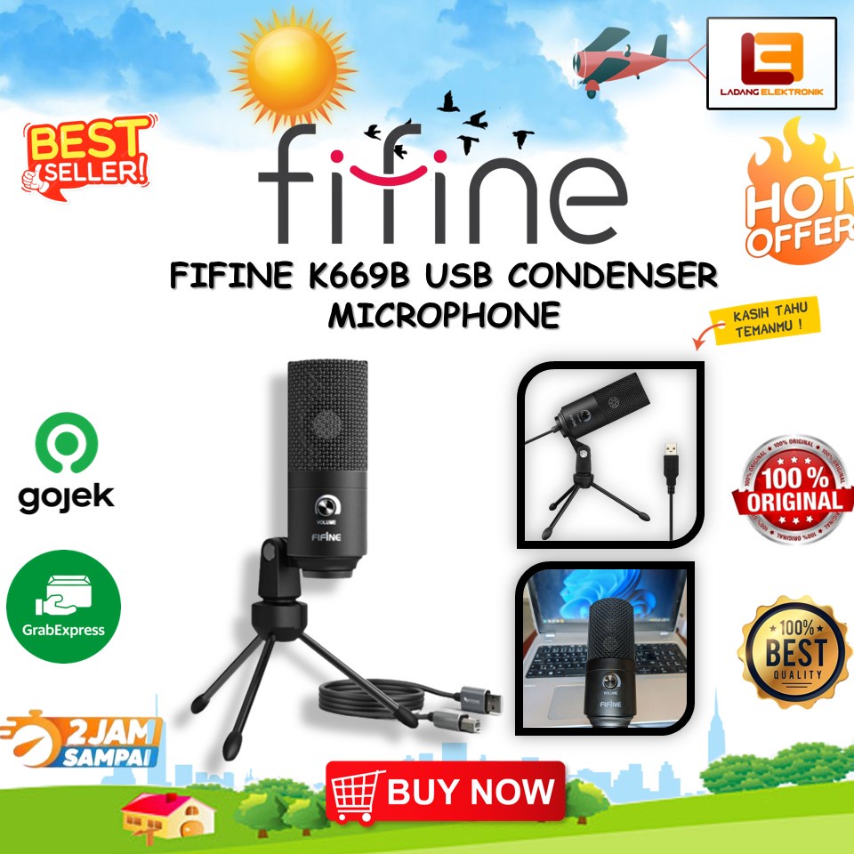 Jual FIFINE K669B USB CONDENSER MICROPHONE | Shopee Indonesia