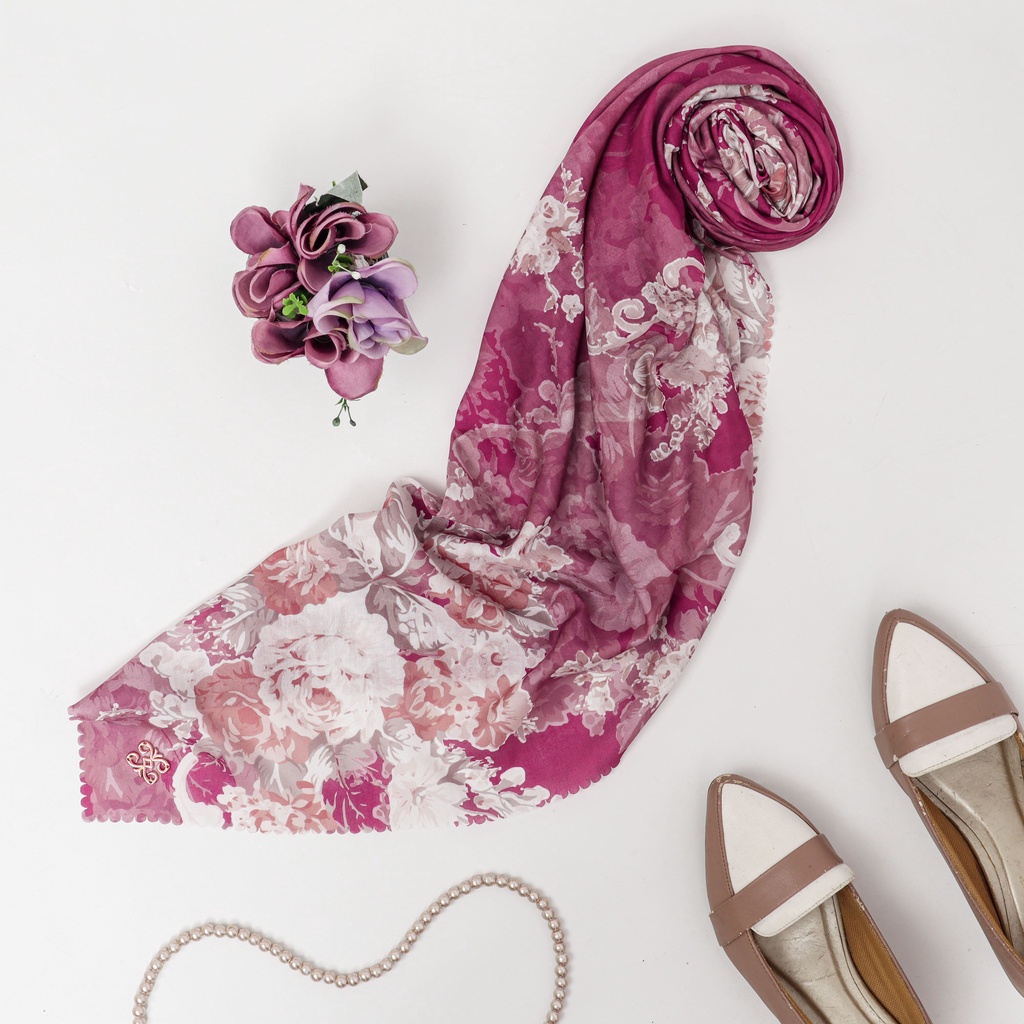 Belebbe Scarf Alwa Series Hijab Segi Empat Square Print Motif Voal Ultrafine Premium Syari