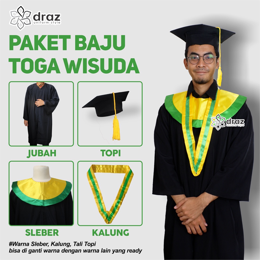 Jual Paket Toga Wisuda Dewasa Satuan Unisex Perlengkapan Wisuda Satuan