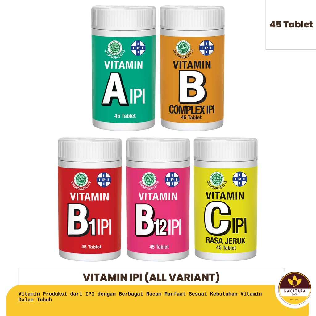 Jual VITAMIN IPI ISI 45 TABLET ALL VARIANT (A, B1, B12, B COMPLEX, C ...