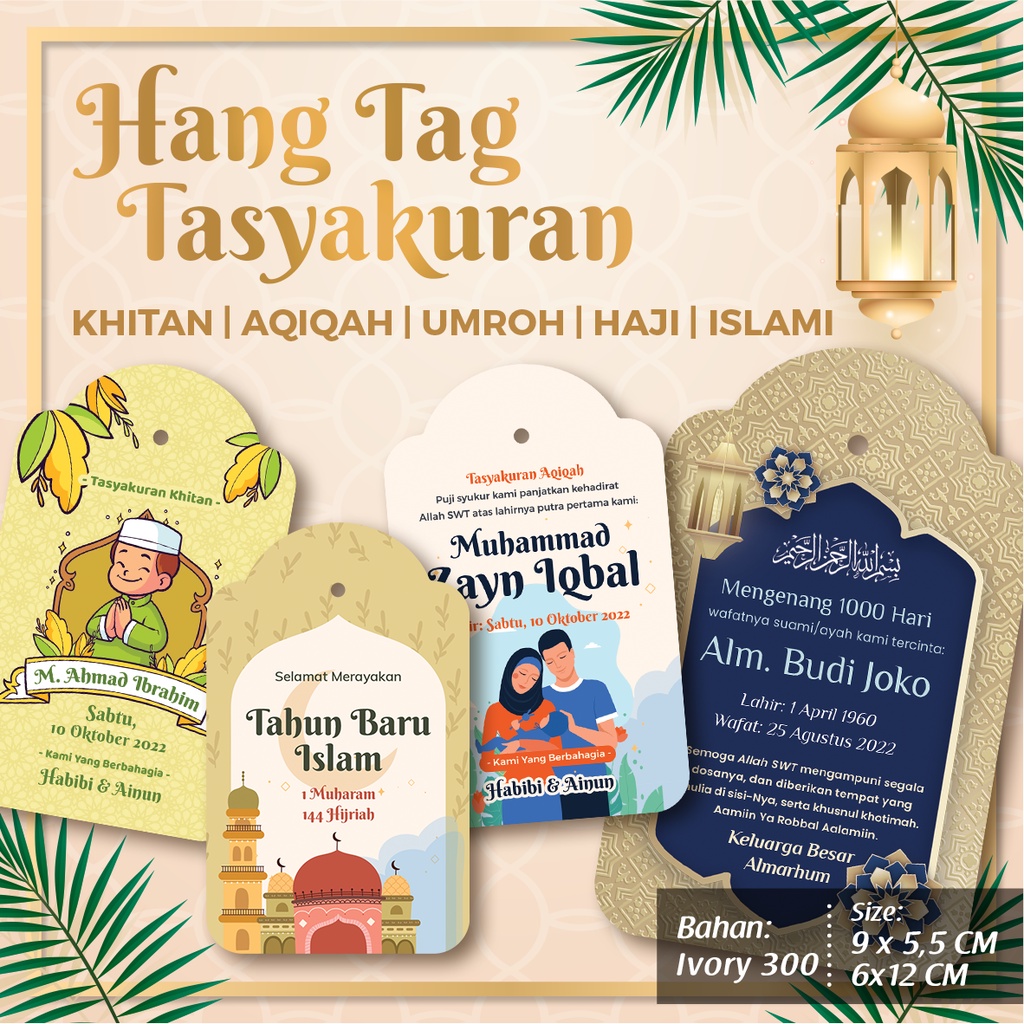 Jual Hang Tag Tasyakuran/ Aqiqah/ Khitan/ Haji/ Umrah/ Tema Islami ...
