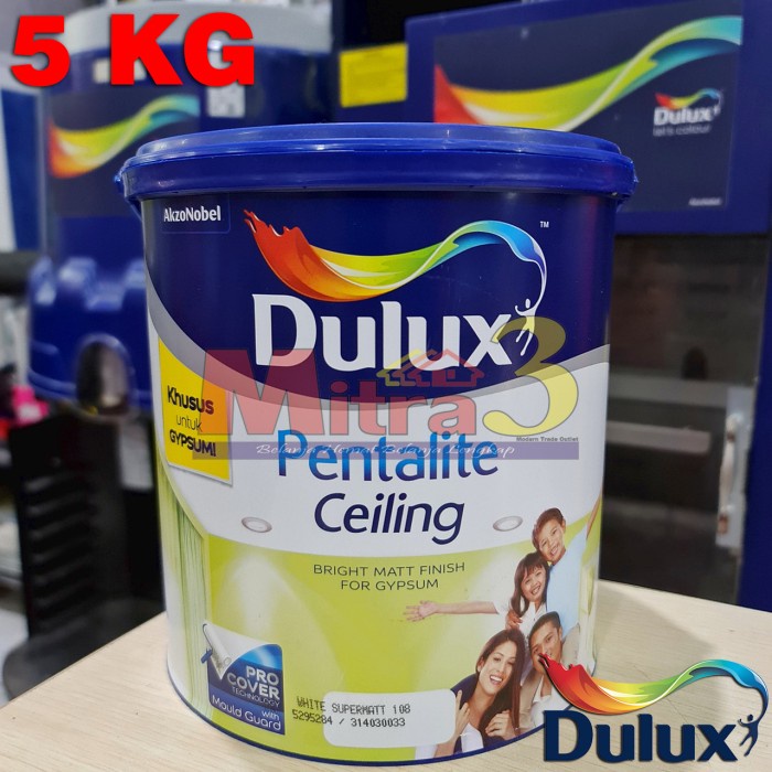 Jual Cat Plafon Gypsum Dulux Pentalite Ceiling 5 Kg White Supermatt 5kg Shopee Indonesia 7226