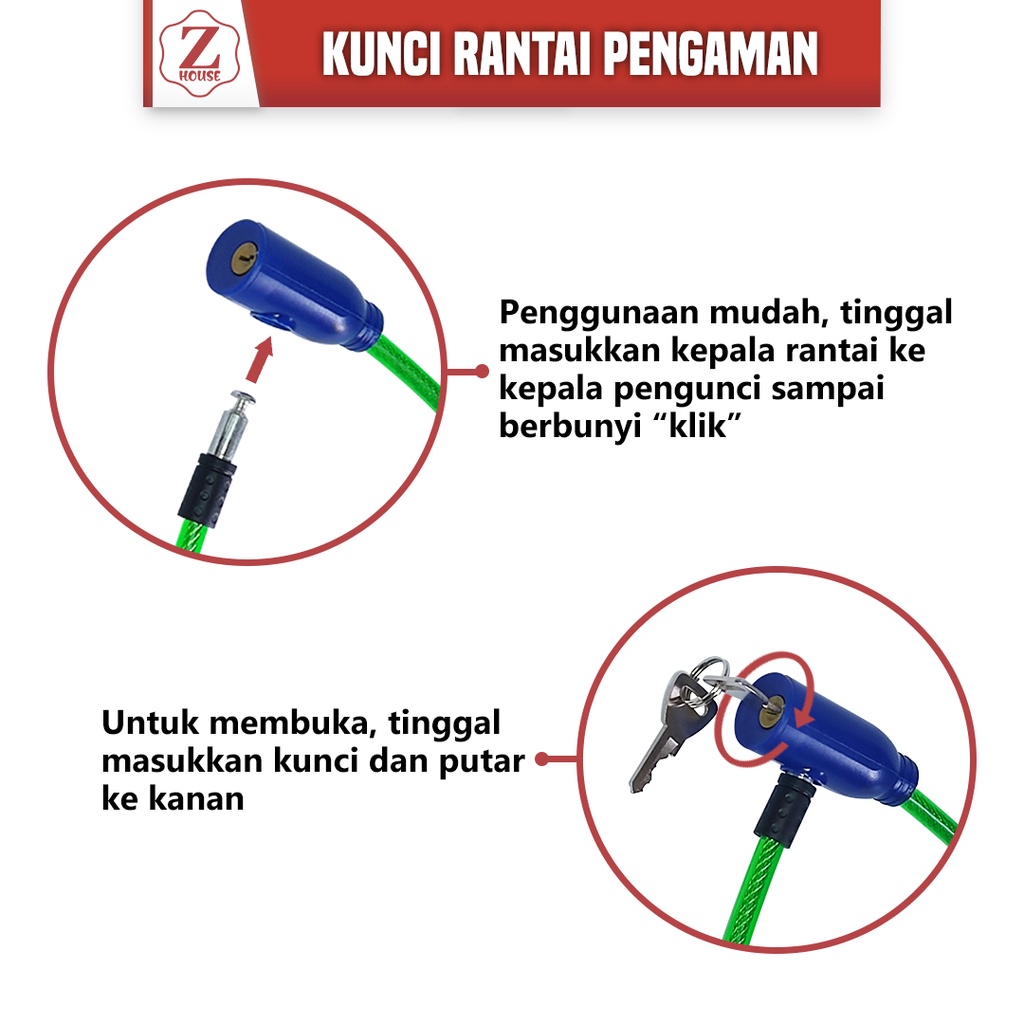 Jual Kunci rantai 64cm/ kunci rantai pengaman Gembok plus kunci ...