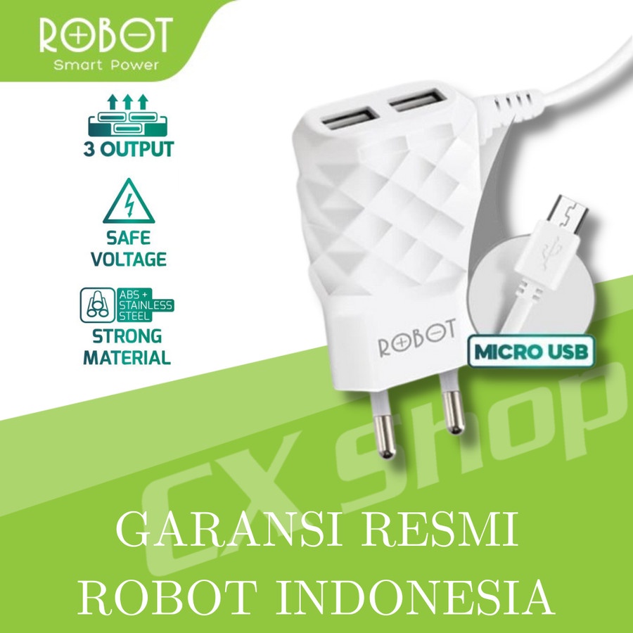 Jual Robot RT-K5 Adapter Charger Micro USB + 2 Port USB 2.1A | Shopee ...