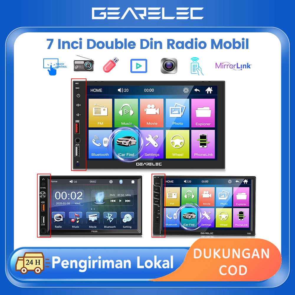 Jual 2DIN 7 inci Radio Mobil Double DIN Bluetooth 5.1 Input AUX Ganda ...