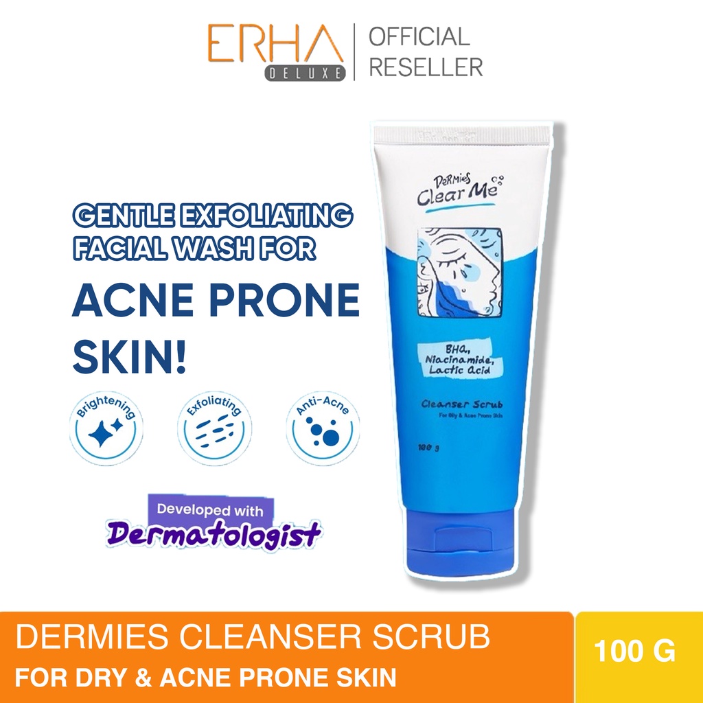 Jual DERMIES Clear Me Cleanser Scrub For Oily & Acne Prone Skin 100g