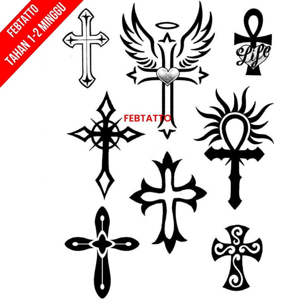 Jual Tato Basic Tahan 5-7 Hari Tato Temporer Salib Tato kecil Stiker