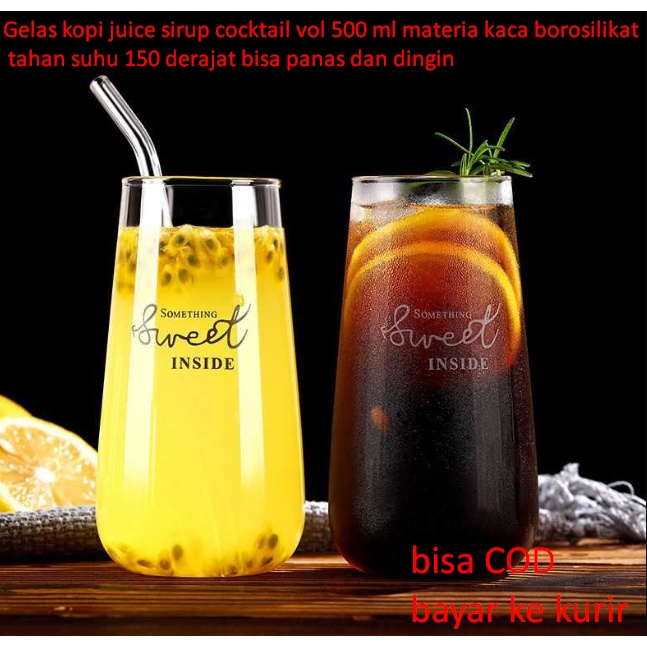 Jual Gelas Kopi Juice Sirup Cocktail Vol 500 Ml Materia Kaca Borosilikat Tahan Suhu 150 Derajat 0861