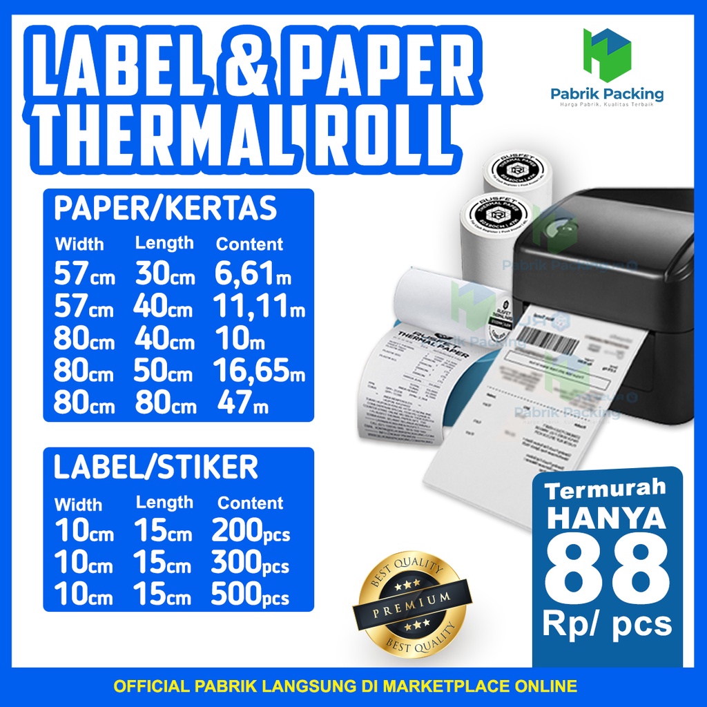 Jual Stiker Resi Thermal Lebel Stiker Thermal Label Barcode Thermal ...