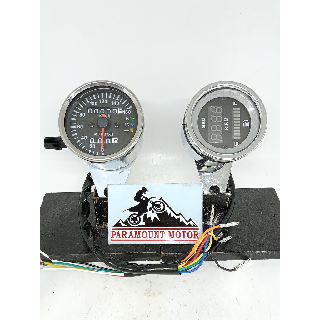 Jual spido speedometer bulat kilometer stelan indikator plus RPM amper ...
