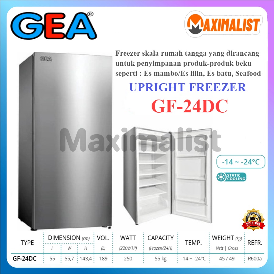 Jual GEA GF 24DC UPRIGHT FREEZER GEA Kulkas Es Batu Freezer Berdiri