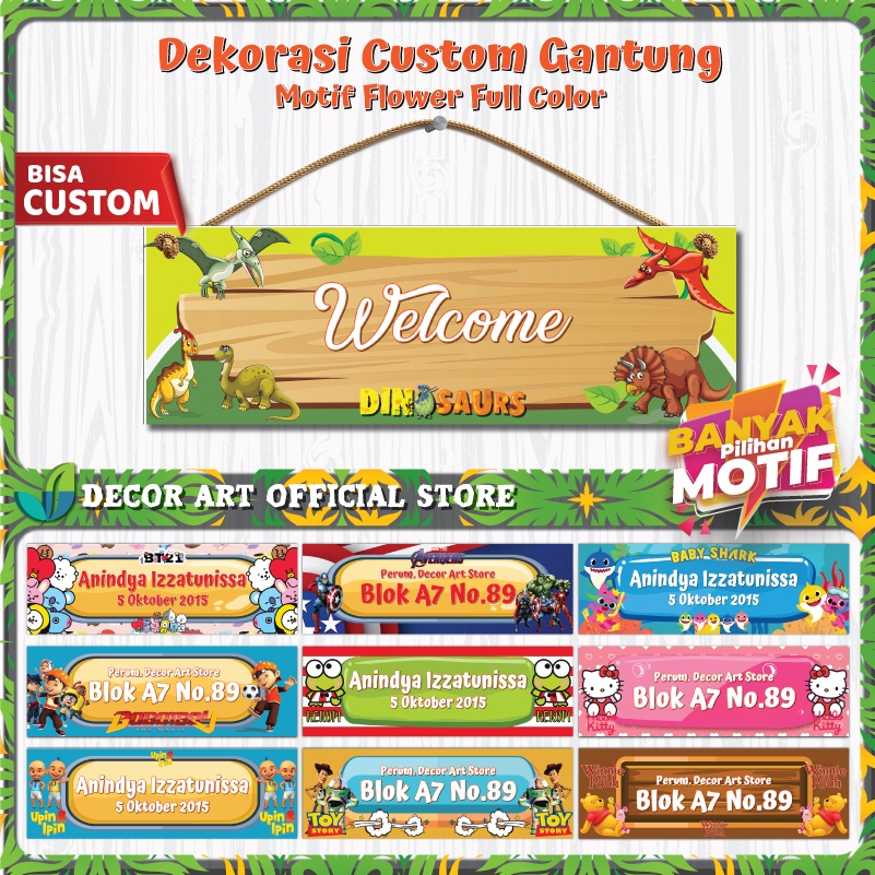 Jual Bisa Custom Decorart X Cm Custom Hiasan Dinding Kayu Model Gantung Tali Motif