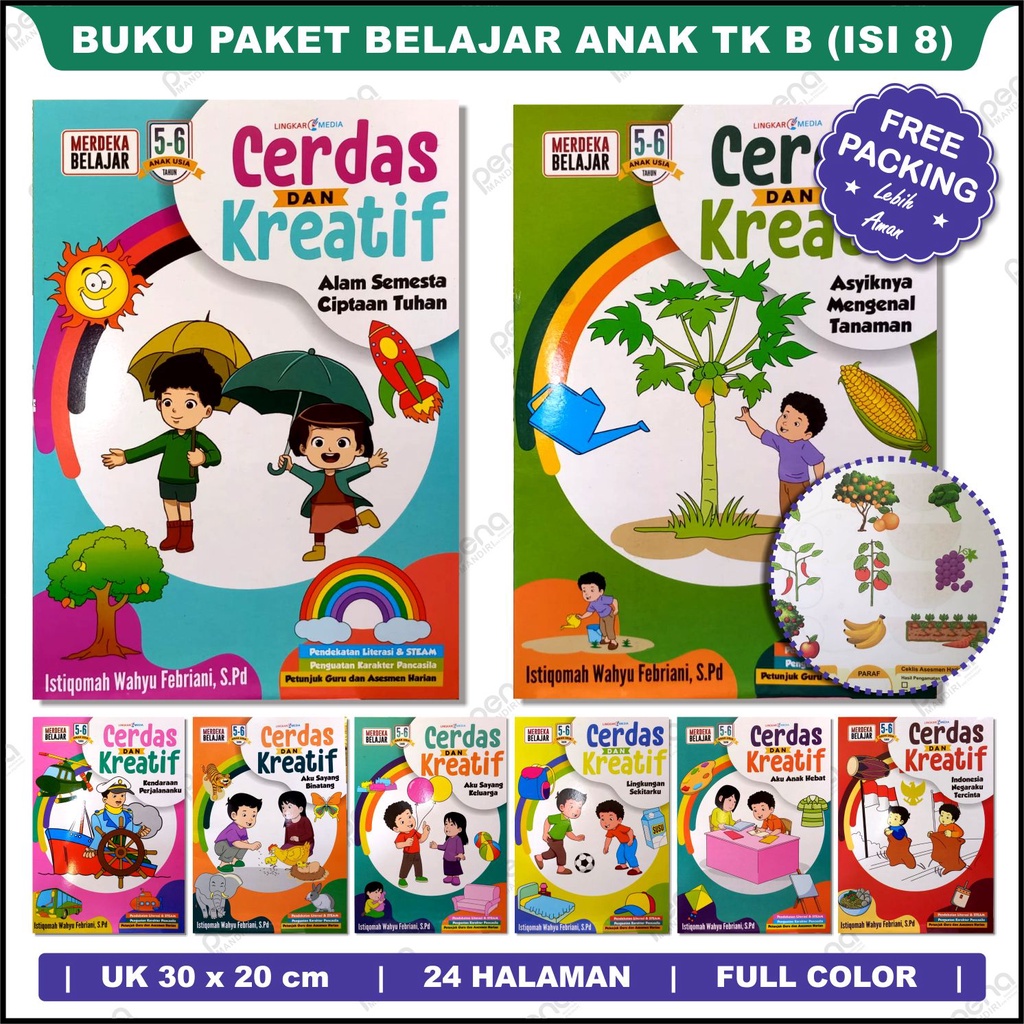 Jual Buku Paket Isi 8 - Cerdas Dan Kreatif TK B Kurikulum PAUD Usia 5 ...