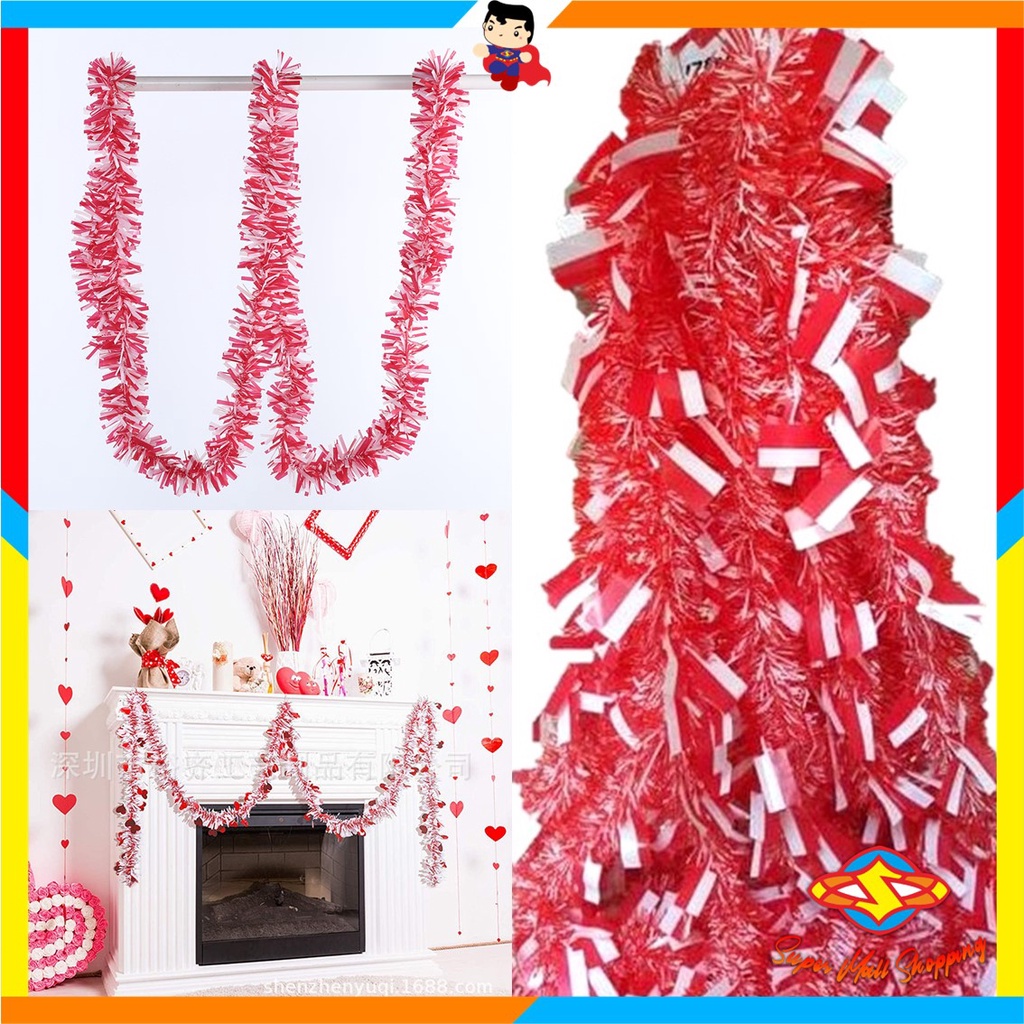 Jual Sms Slinger Tinsel Rumbai Merah Putih Meter Hiasan Aksesoris Dekorasi Rumah Rumbai