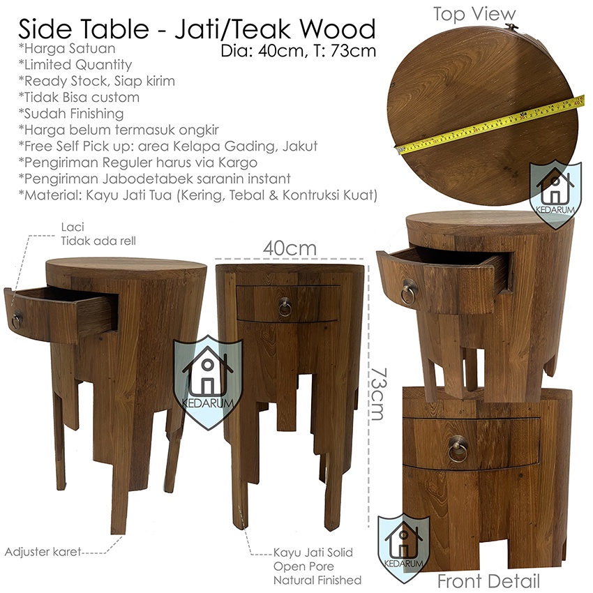 Jual Meja Samping Side table Kayu Jati / Teak Wood Shopee Indonesia