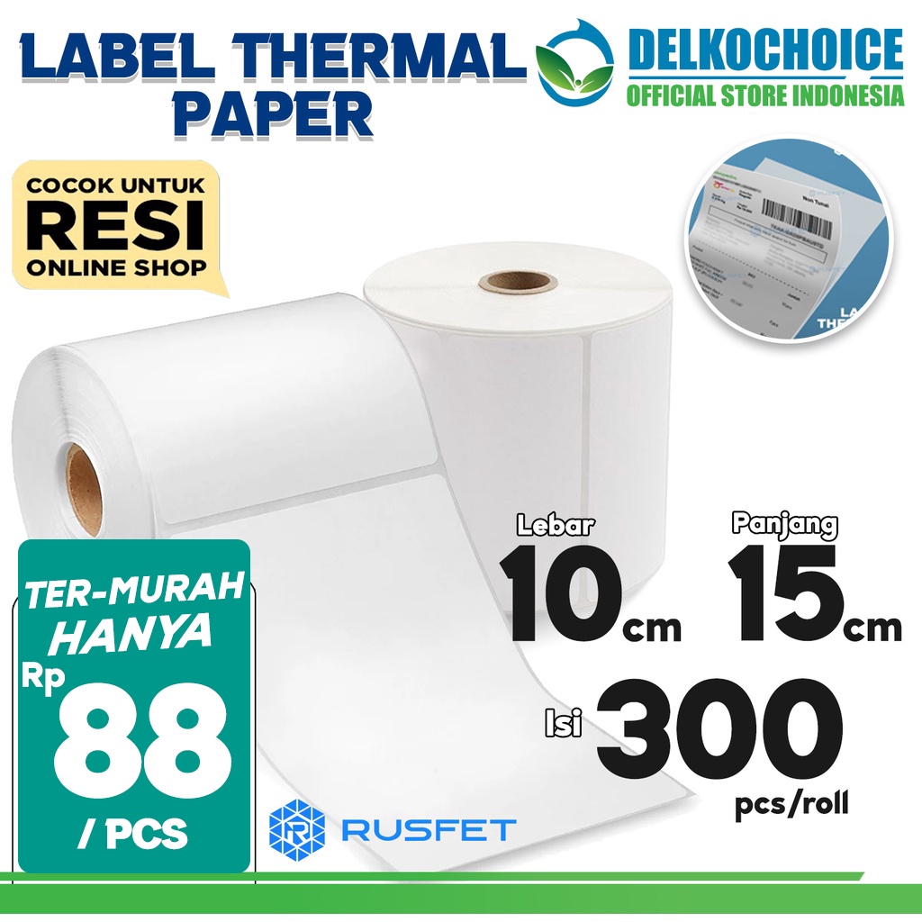 Jual Stiker Label Thermal Paper A X Mm X Cm Sticker Barcode Resi Shopee Indonesia