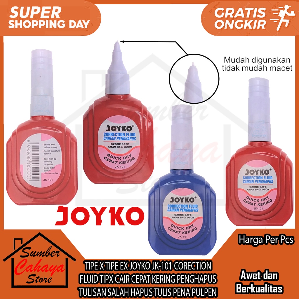 Jual TIPE X TIPE EX JOYKO JK-101 CORECTION FLUID TIPX CAIR CEPAT KERING ...