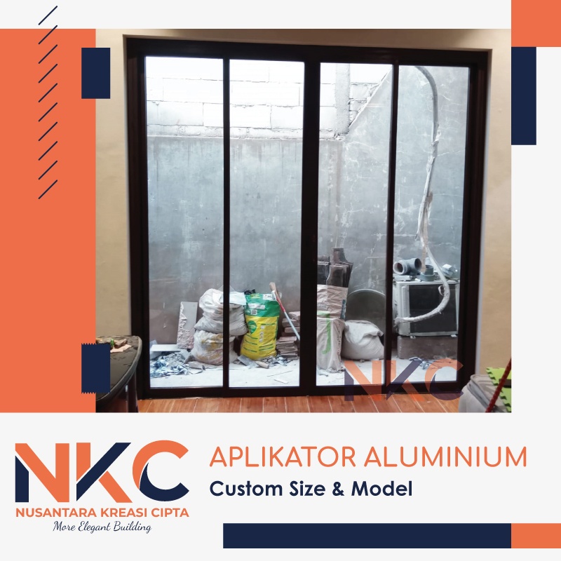 Jual Pintu Aluminium Bukaan Sliding Dua Daun Kiri Kanan Kaca Mati Ukuran L Xt Cm Full Kaca