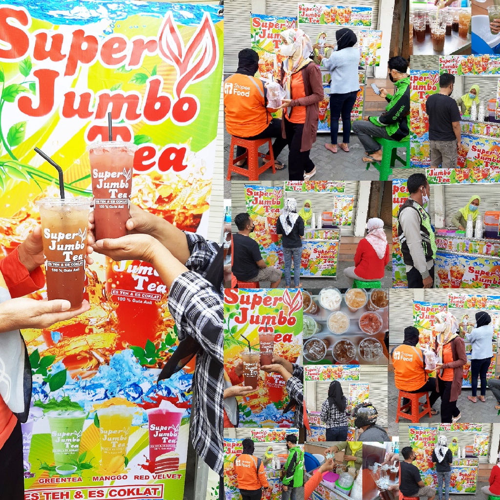Jual Super Jumbo Tea Paket Lengkap 500 PORSI Gerobak Siap Jualan TEH ...