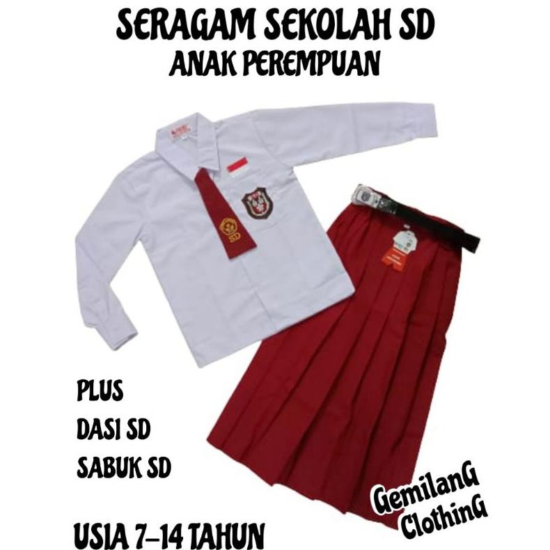 Jual Seragam Sekolah Sd // Setelan Seragam Merah Putih Anak Perempuan ...