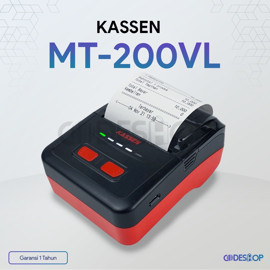 Jual Printer Thermal Kassen MT200VL Bluetooth + USB Portable Struk