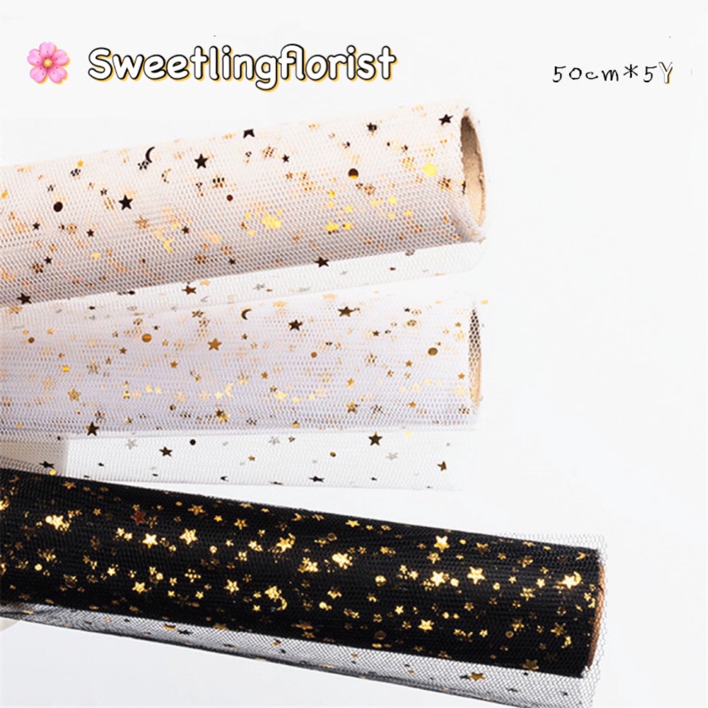 Jual Flower Wrapping Paper Jaring Motif Bulan Bintang Lembaran 48 x ...