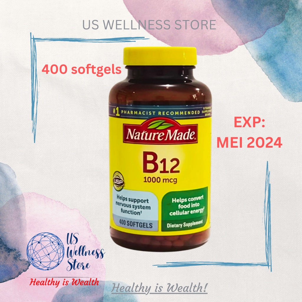 Jual Nature Made Vitamin B12 1000 Mcg 400 Softgels Shopee Indonesia