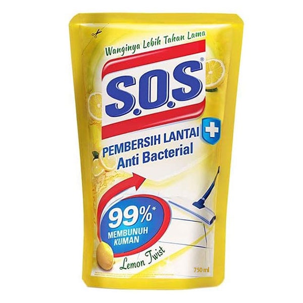 Jual SOS FLOOR CLEANER LEMON POUCH 750 ML - PEMBERSIH LANTAI | Shopee ...