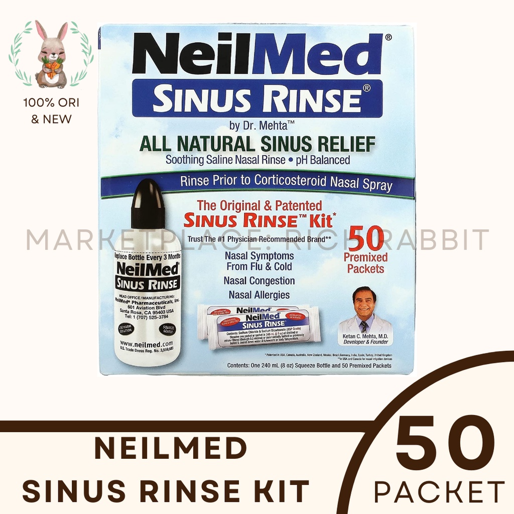 Jual NeilMed Neil Med Sinus Rinse All Natural Relief Kit 50 Premixed ...