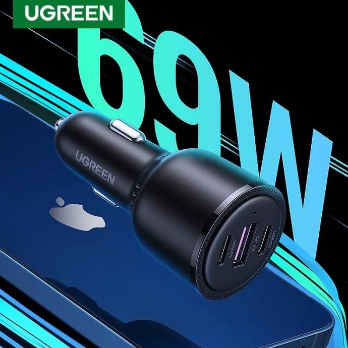 Jual UGREEN CAR CHARGER 69W PD+SCP+QUICK CHARGER 3 PORT USB C DUAL+ 1 ...