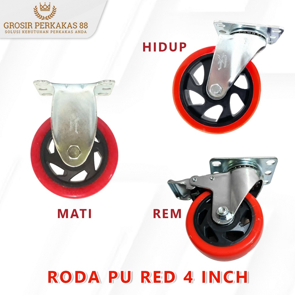 Jual Roda Caster Etalase Pu Merah Hidup 4 Inch Troli Ban Gerobak Lemari Shopee Indonesia 4619