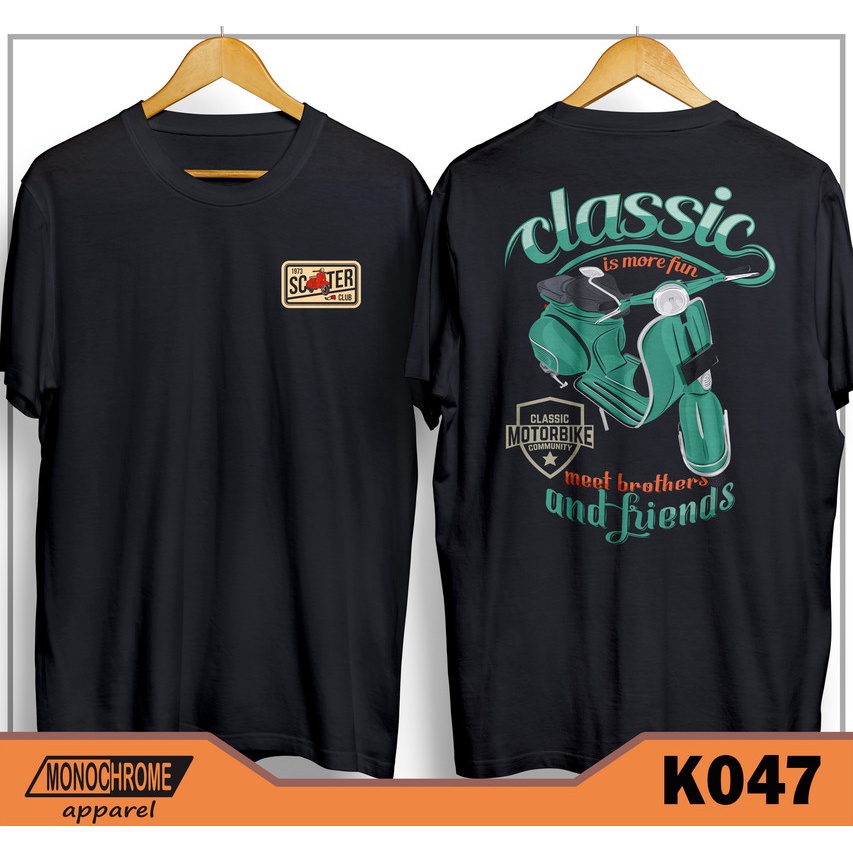 Jual K047 Kaos Baju Vespa Scooter Scooterist Skuter Distro Pria
