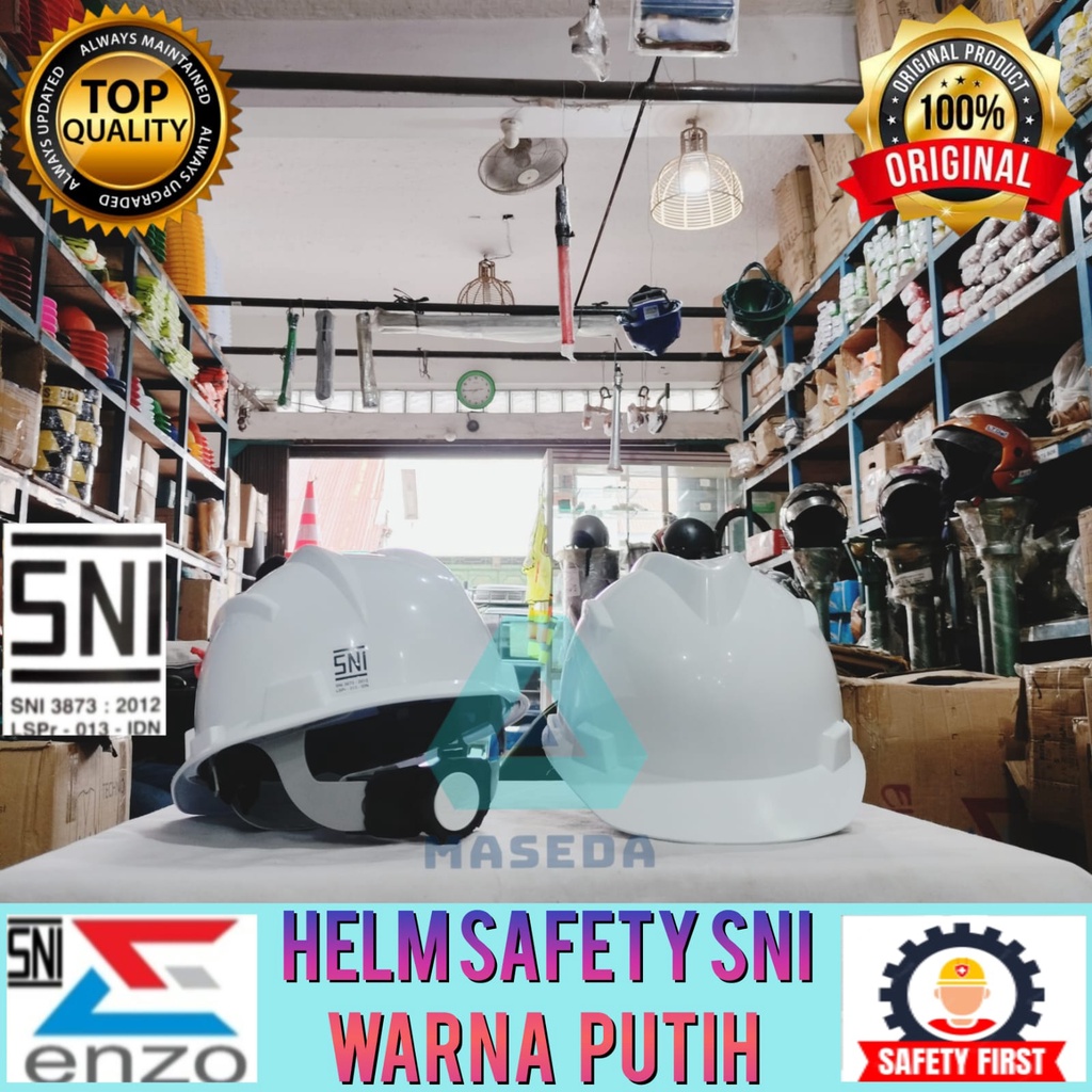 Jual Helm Safety Proyek Warna Putih Merk Enzo Original Shopee Indonesia