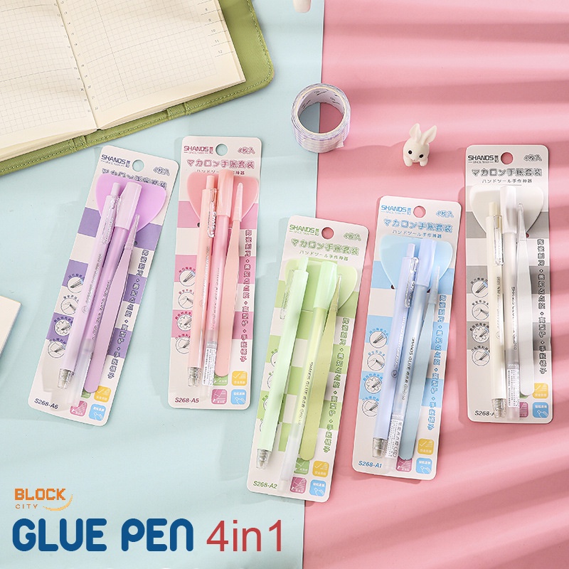 Jual BLOCK CITY PULPEN LEM KERTAS / LEM KERTAS BENTUK PULPEN 4 IN 1 ...