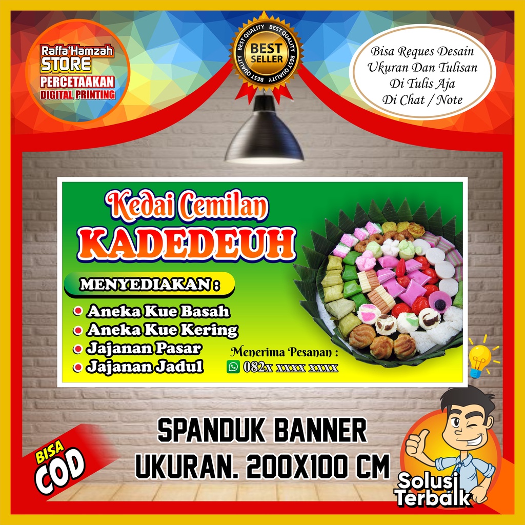 Jual Spanduk Banner Kedai Cemilan Aneka Kueh Basah Spanduk Aneka kue