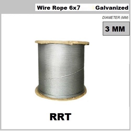 Jual Wire Rope / Kawat Seling Baja 3mm 6x7 Galvanised RRT | Shopee ...