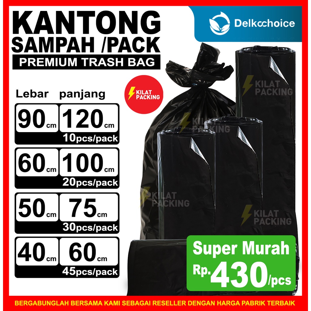 Jual Plastik Sampah Kresek Sampah Kantong Plastik Sampah Trash Bag Hitam Aneka Ukuran