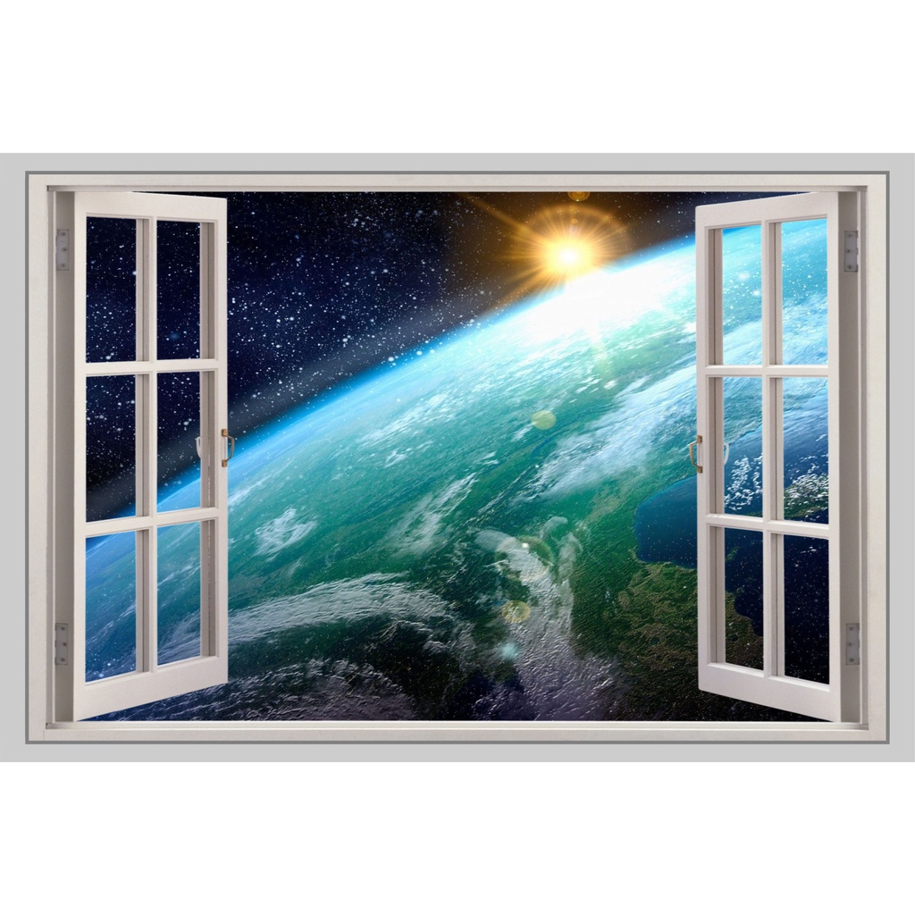 Jual Stiker Dekorasi Dinding 3D WallArt motif Jendela Planet Bumi