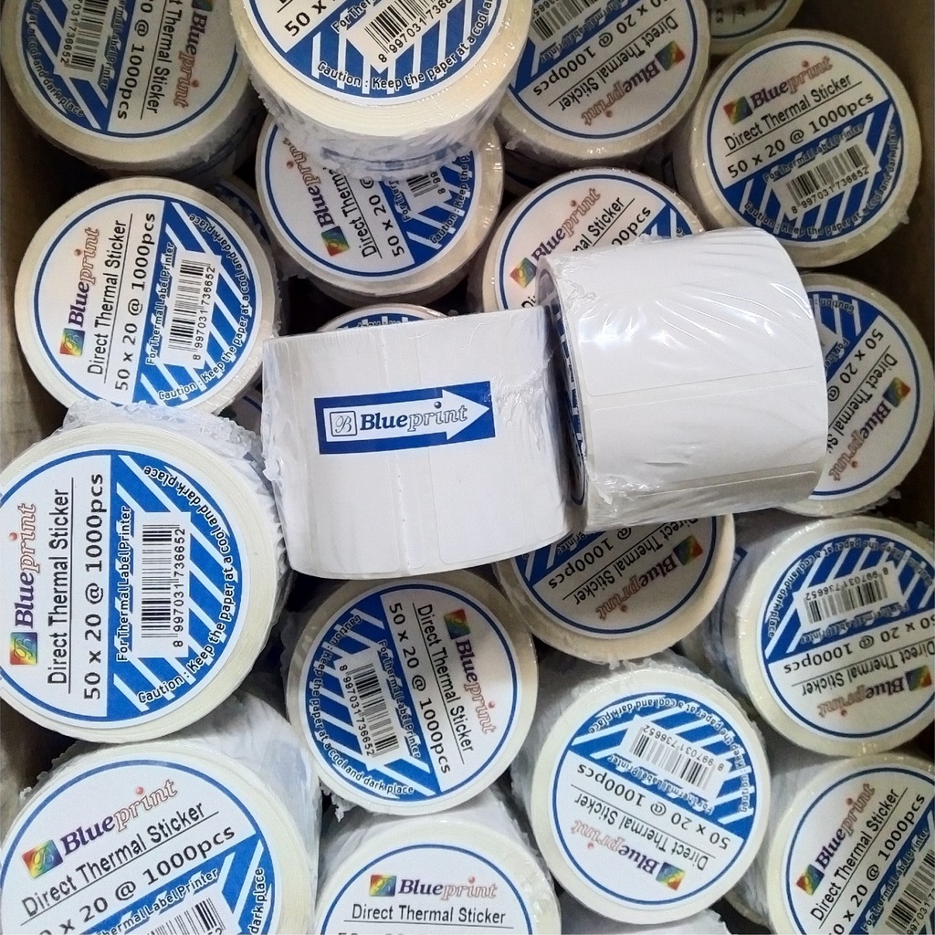 Jual Direct Thermal Sticker Label 50 x 20 mm 1line Blueprint Stiker ...