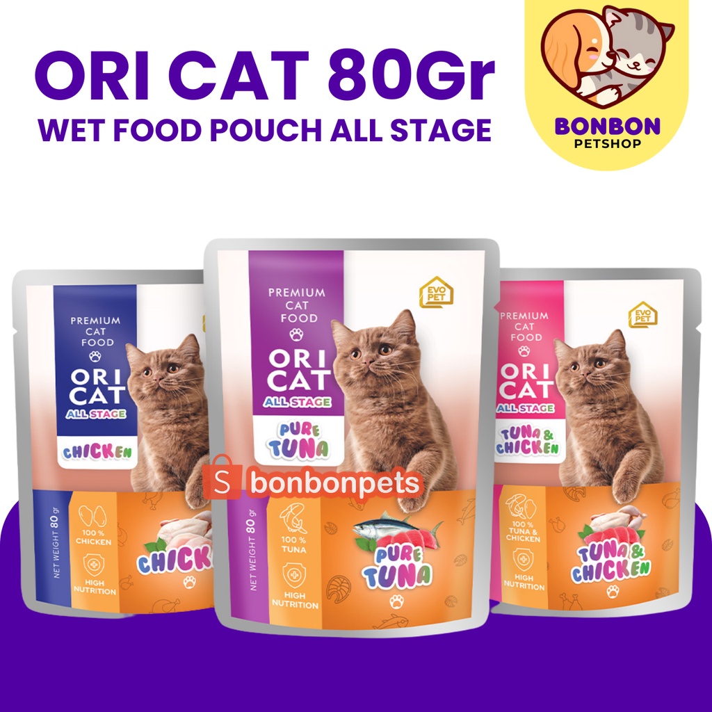 Jual OriCat Pouch 80gr Makanan Kucing Basah Kitten Adult Wet Cat