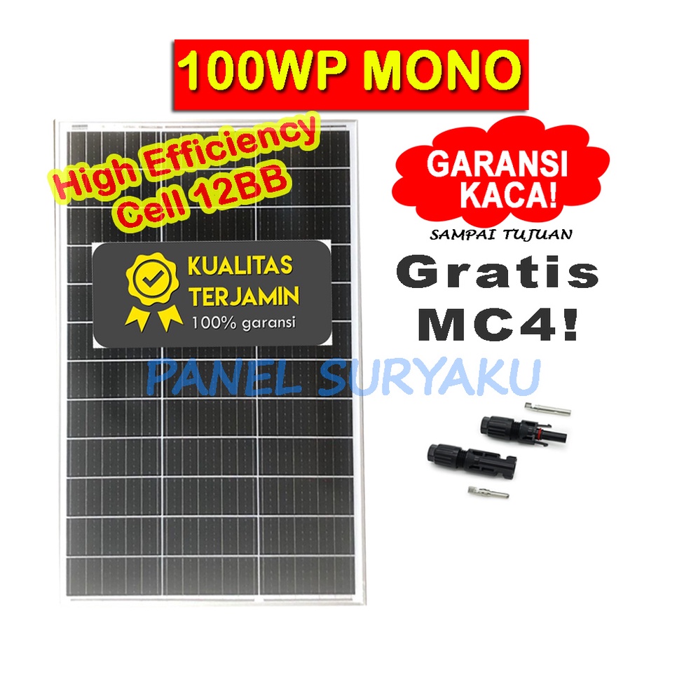 Jual Solar Panel Surya 100wp Mono Solar Cell 100wp Mono Free MC4 ...