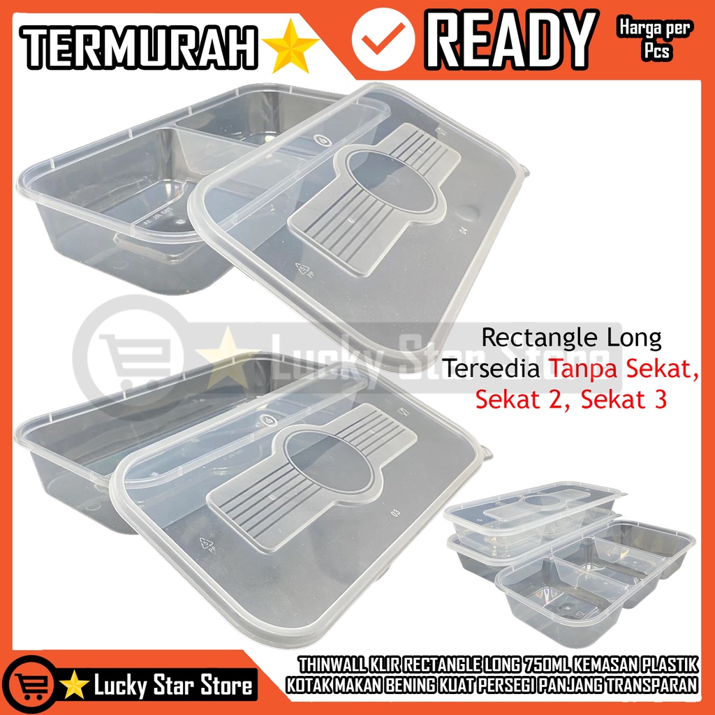 Jual Thinwall Klir Rectangle Long Kotak Makanan Food Thinwal Sate Box