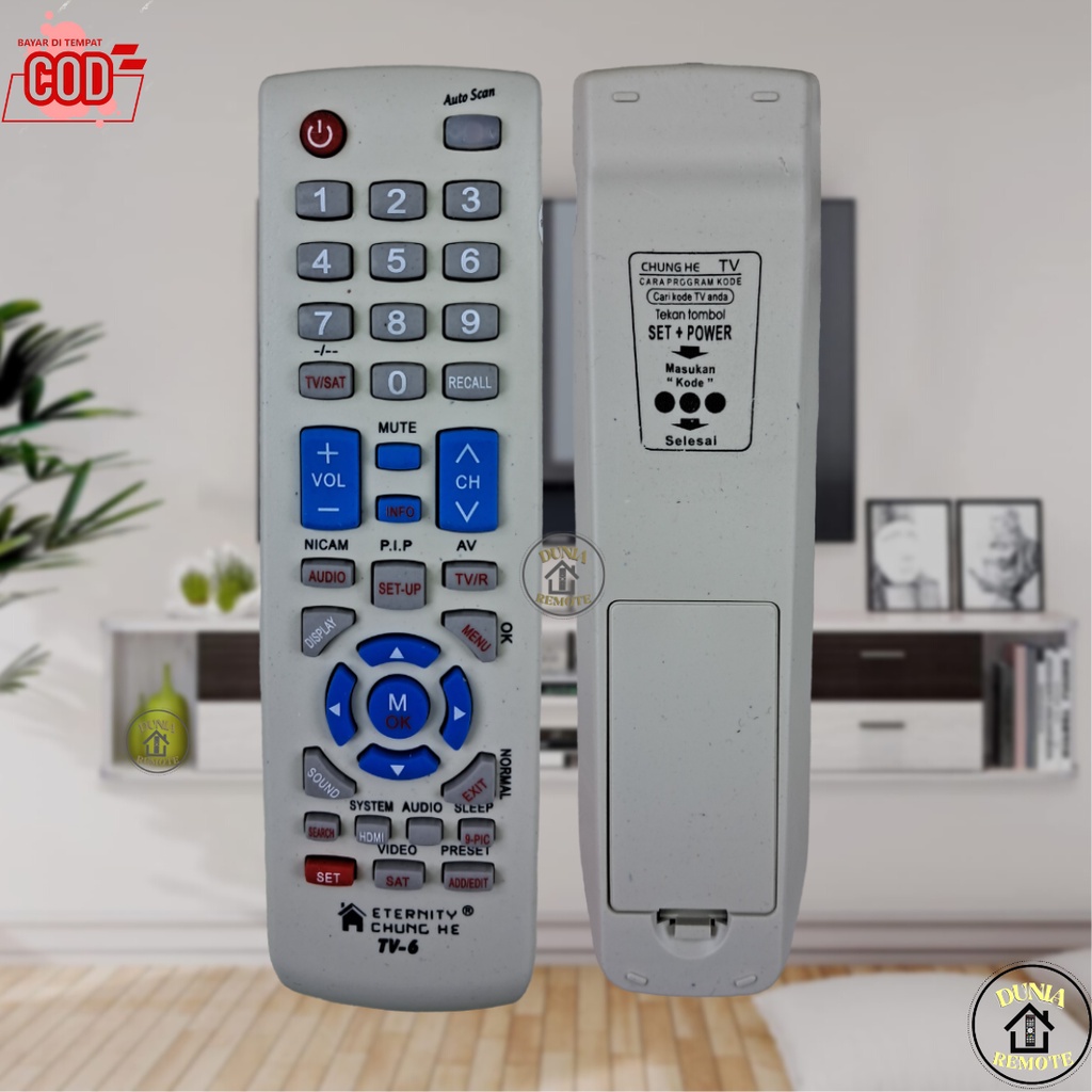 Jual Remot Remote TV Multi Universal Tv-6 New bisa untuk TV Tabung LED ...