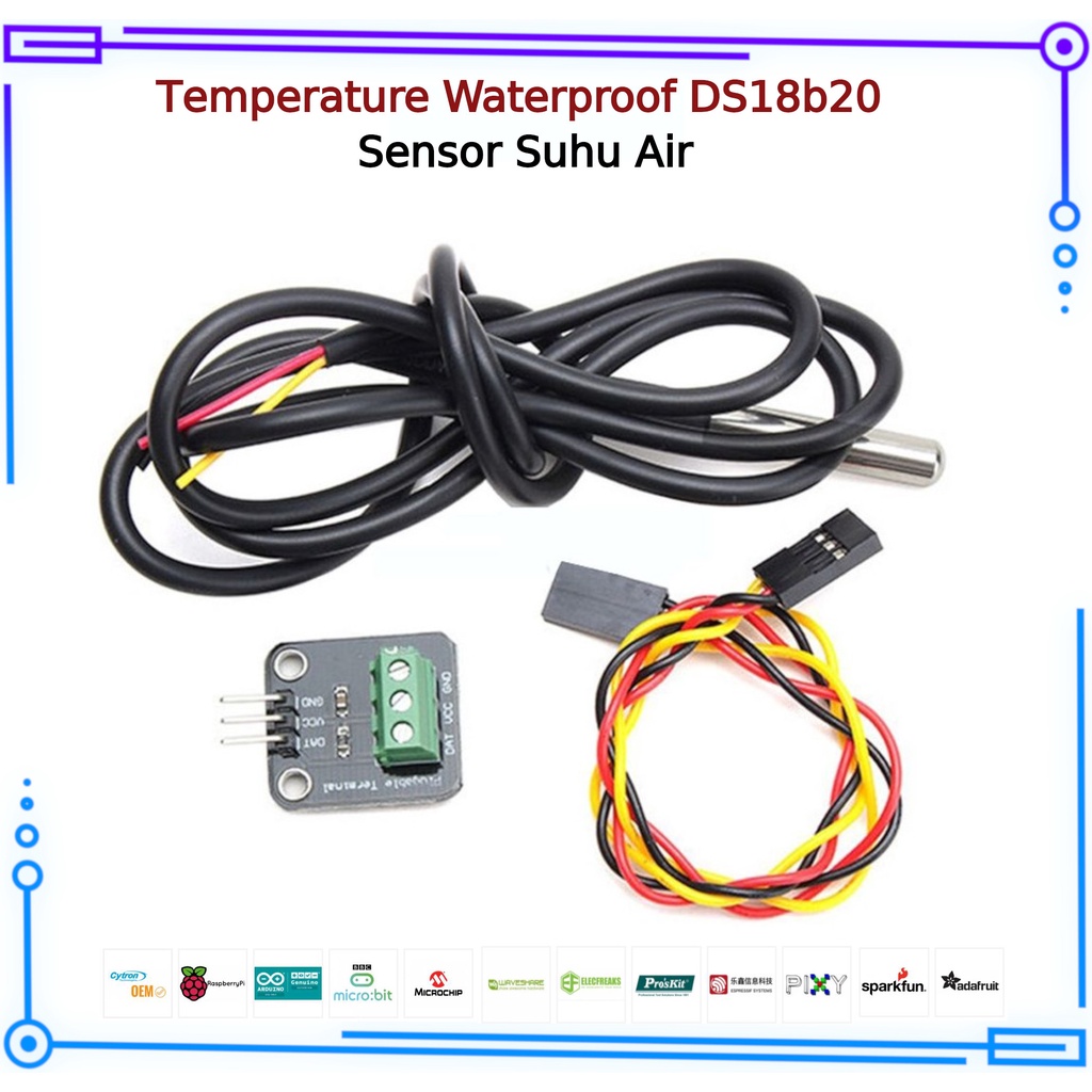 Jual Sensor Suhu Waterproof DS18B20 Digital temperature sensor Kit ...