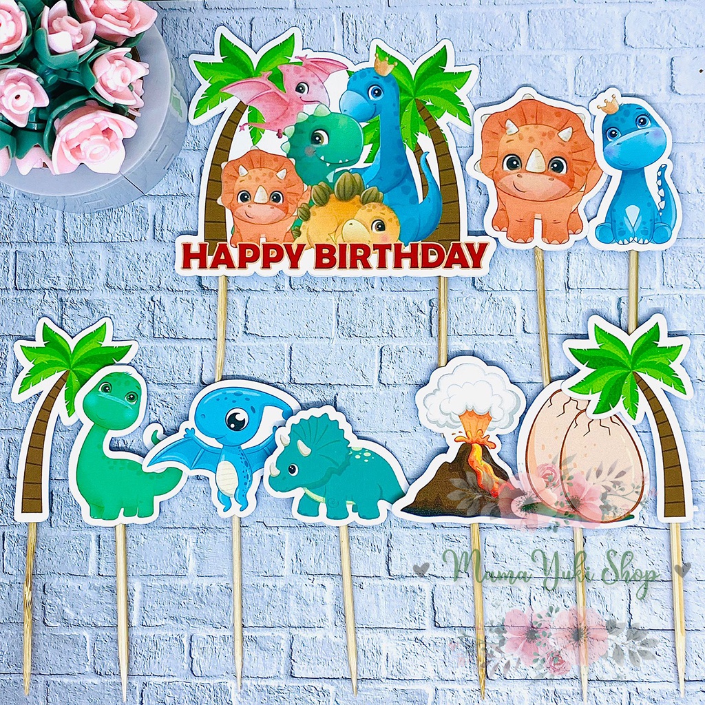 Jual Topper Cake Hiasan Kue Ulang Tahun Anak motif DINOSAURUS CUTE DINO