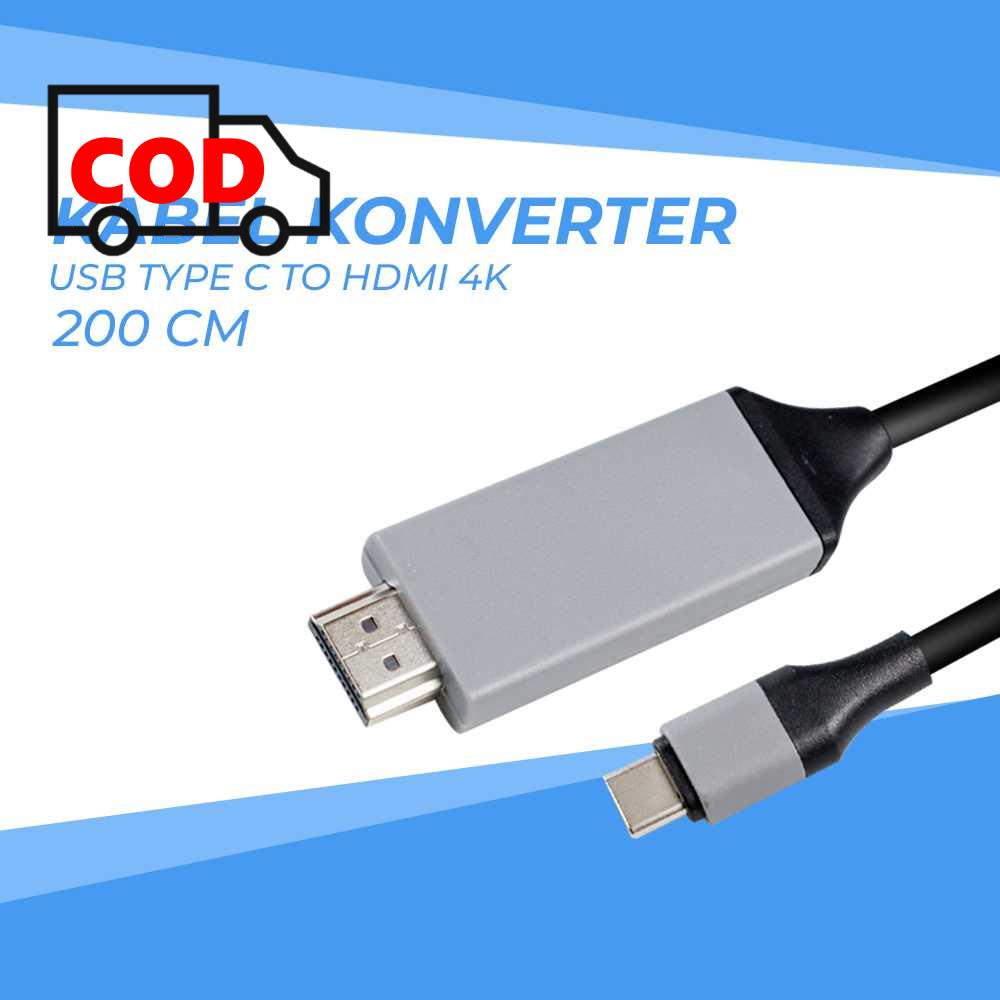 Jual Kabel Konverter USB Type C To HDMI 2 Meter 4K Transfer Data ...